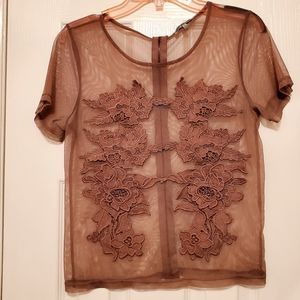 CHARLOTTE RUSSE Sz Small Mauve Sheer Top